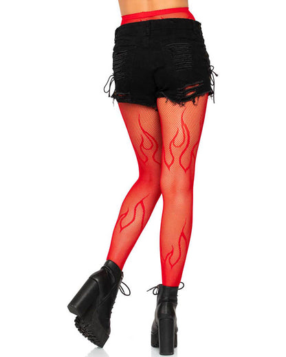 Red Flame Fishnet Stockings