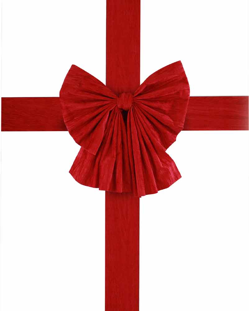 Red Flocked Door Bow and Sash Christmas Set