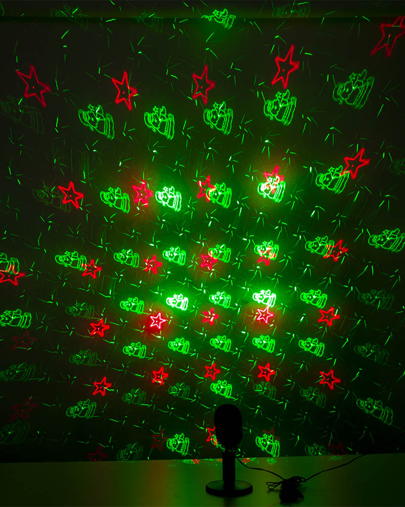Assorted Red Green Pattern and Dot Motions Laser Light