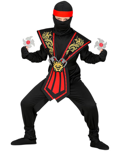 Red Kombat Ninja with Weapons Boys Costume
