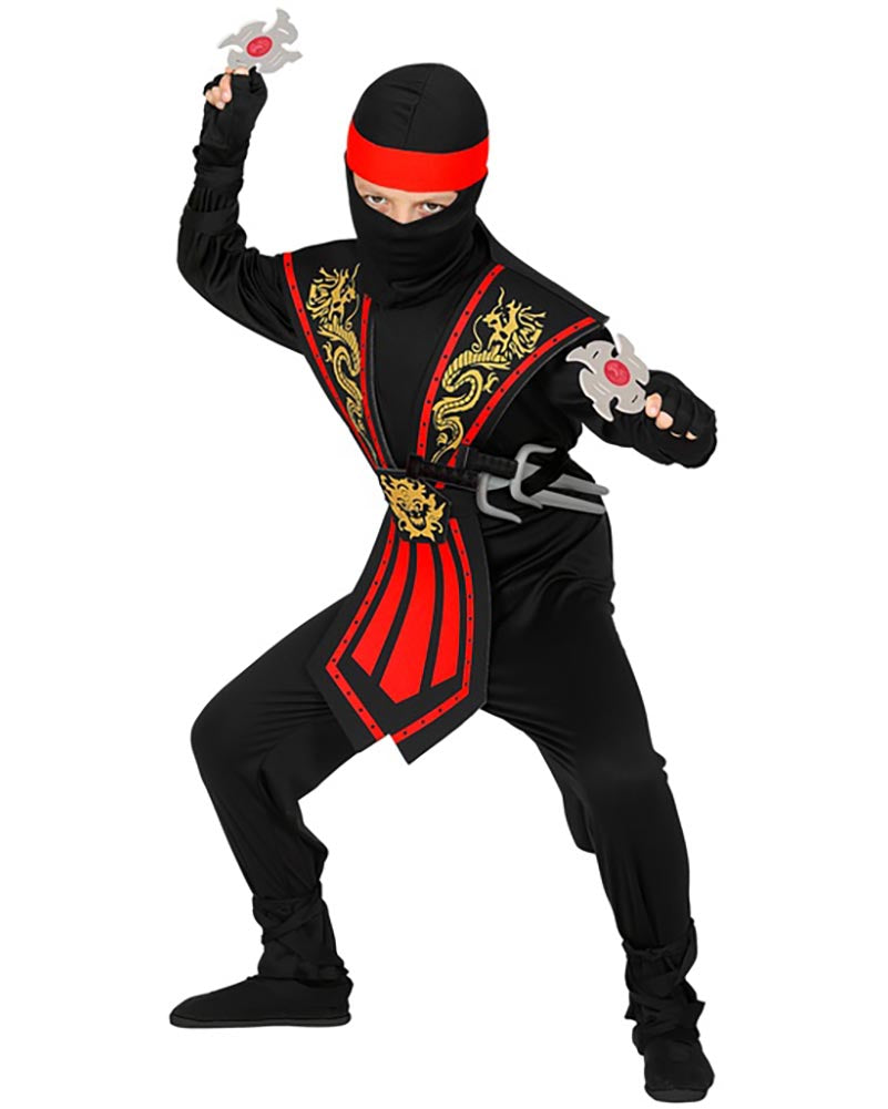 Red Kombat Ninja with Weapons Boys Costume