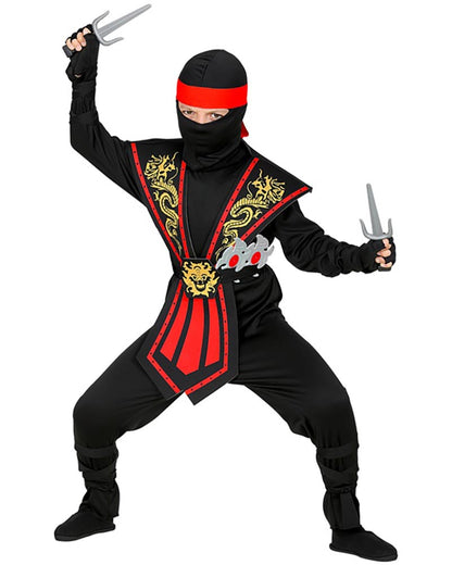Red Kombat Ninja with Weapons Boys Costume