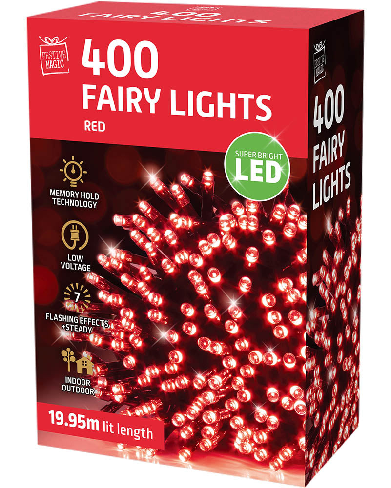 Flashing Red 400 Piece LED Fairy Lights