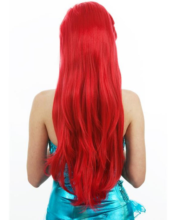Premium Mermaid Long Red Wig with Starfish Hair Clip