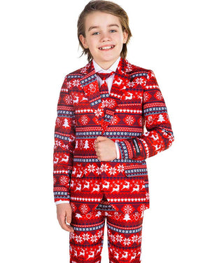 Christmas Red Nordic Pixel Boys Suitmeister