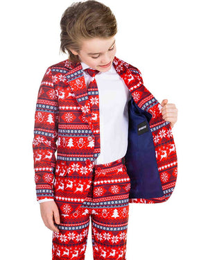 Christmas Red Nordic Pixel Boys Suitmeister