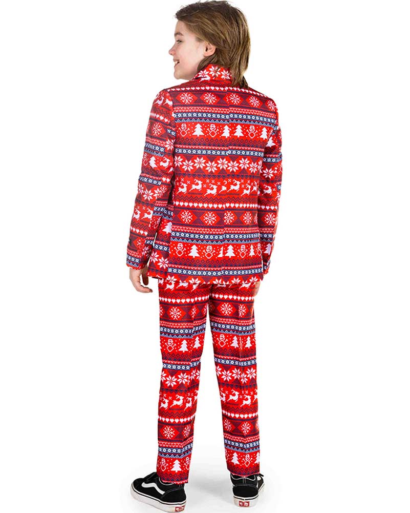Christmas Red Nordic Pixel Boys Suitmeister
