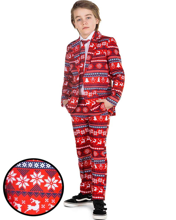 Christmas Red Nordic Pixel Boys Suitmeister