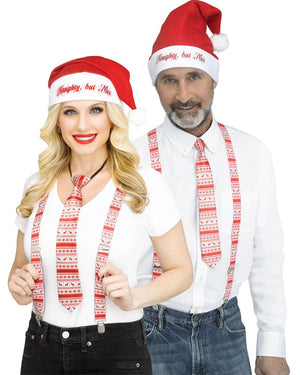 Christmas Red Reindeer Holly Day Suspender Tie and Hat