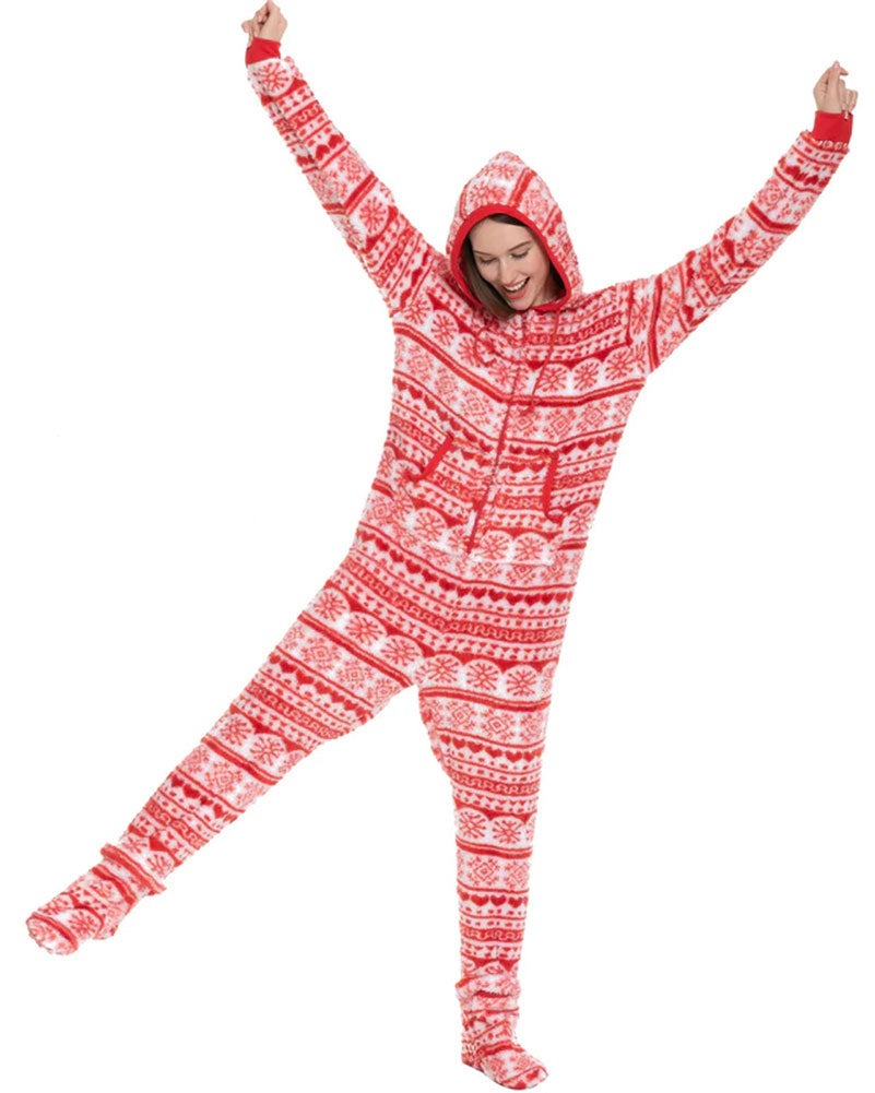Christmas Red Snowflake Adults Onesie