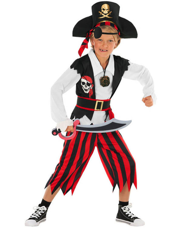 Red Stripe Pirate Boys Costume