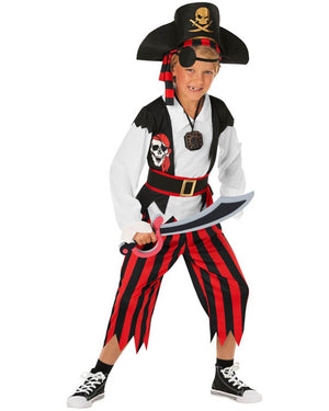 Red Stripe Pirate Boys Costume