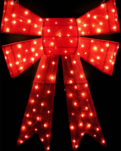 Red Twinkling Glitter Thread Bow Christmas Decoration 1m