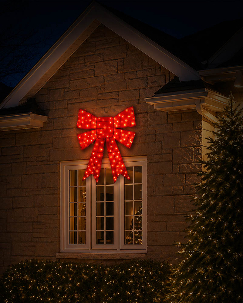 Red Twinkling Glitter Thread Bow Christmas Decoration 1m