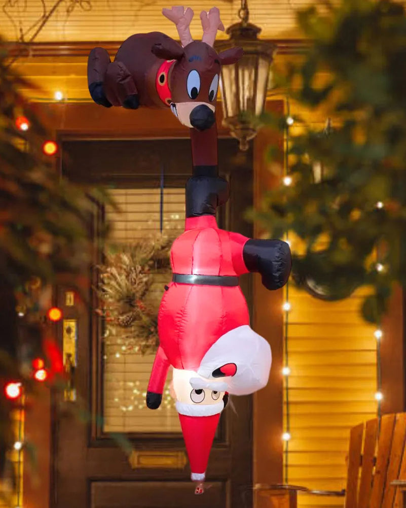 Reindeer and Santa Falling Christmas Hanging Inflatable Decoration 2.3m