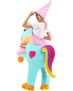 Ride On Blue Unicorn Inflatable Adults Costume