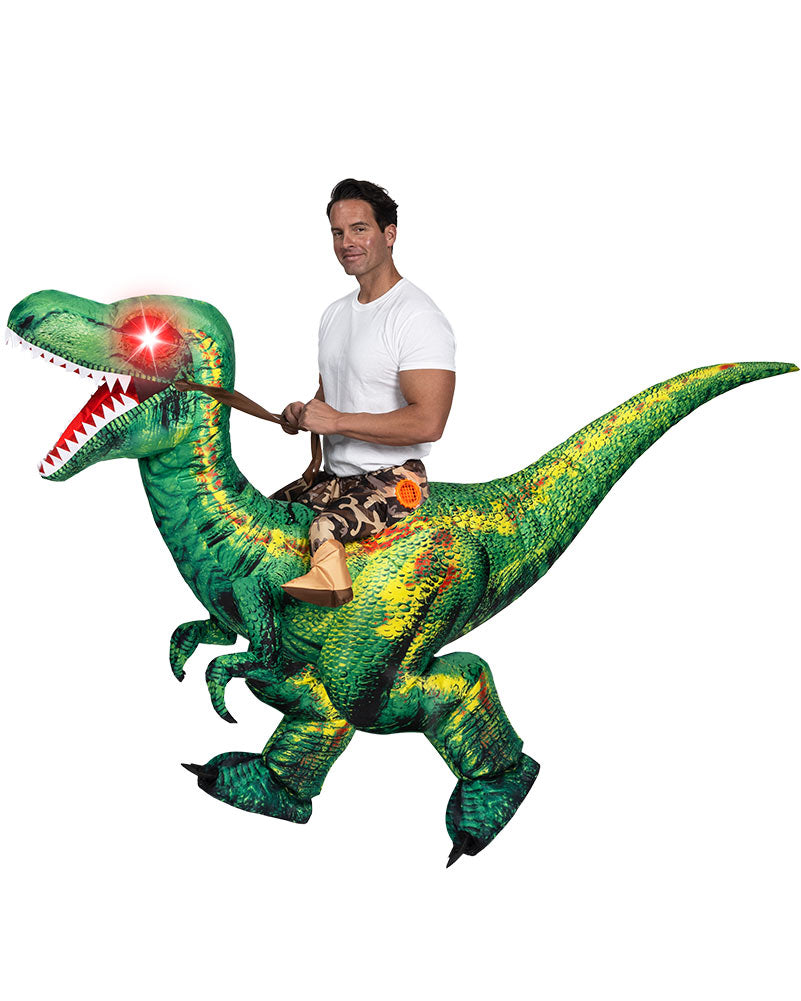 Riding A Raptor Green Inflatable Adults Costume – CostumeBox Australia