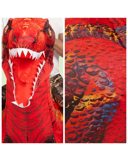 Riding A Raptor Red Inflatable Kids Costume