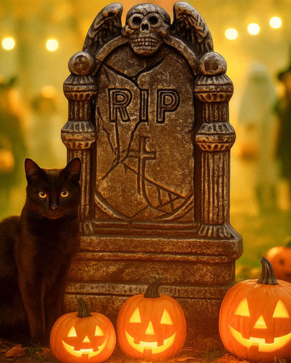 RIP Skull Tombstone 49cm