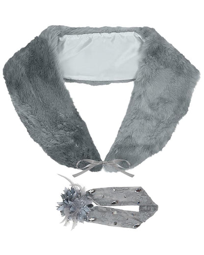 Roaring 20s Flapper Faux Fur Stole and Lace Headband