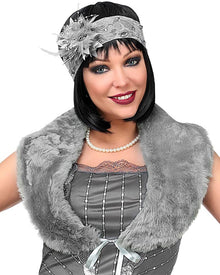 Roaring 20s Flapper Faux Fur Stole and Lace Headband