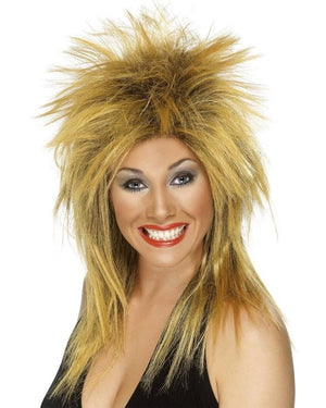 80s Rock Diva Brown and Blonde Mullet Wig