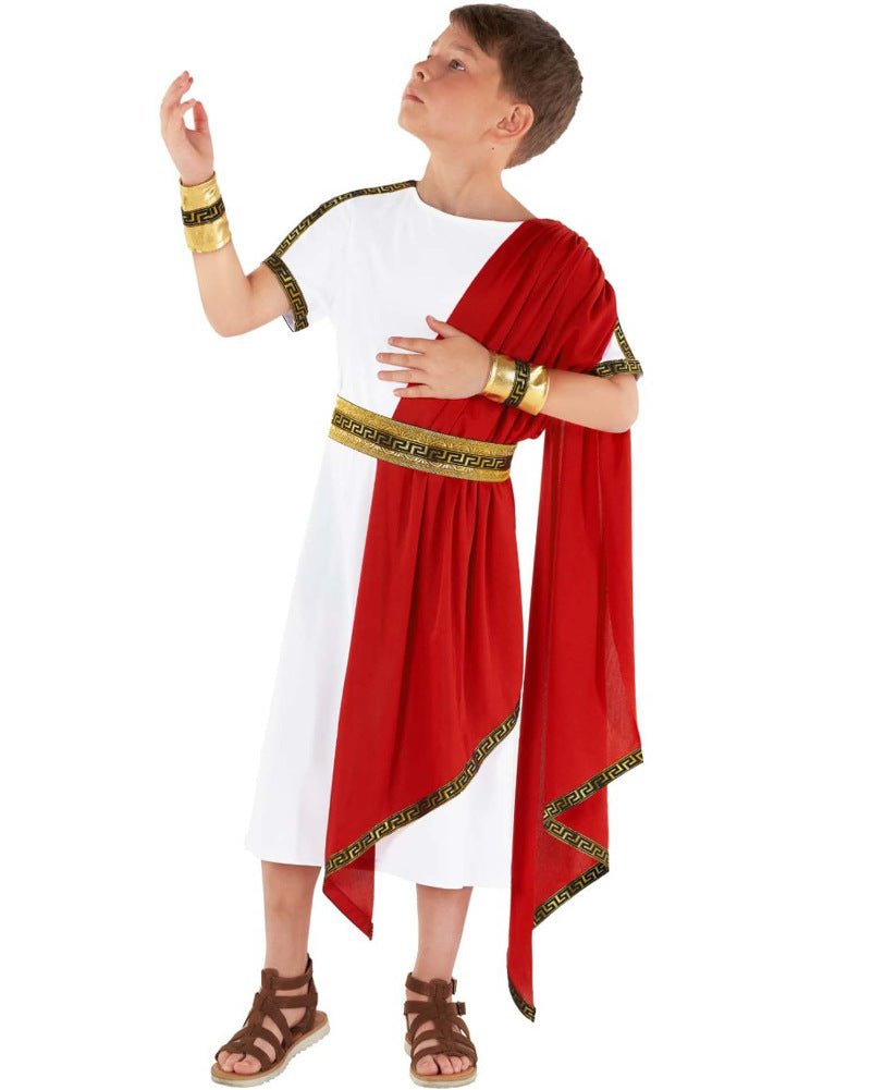 Red Roman Toga Boys Costume