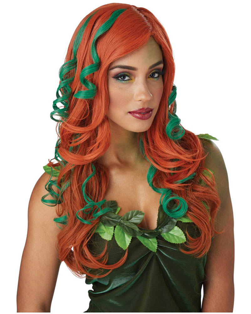 Root of All Evil Long Auburn and Green Wig