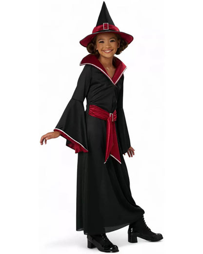 Ruby Red Glamour Witch Girls Costume