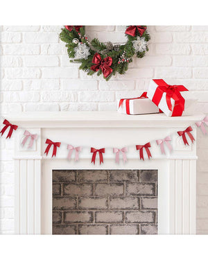 Santa Baby Pink and Red Bow 3D Card Garland 2.5m