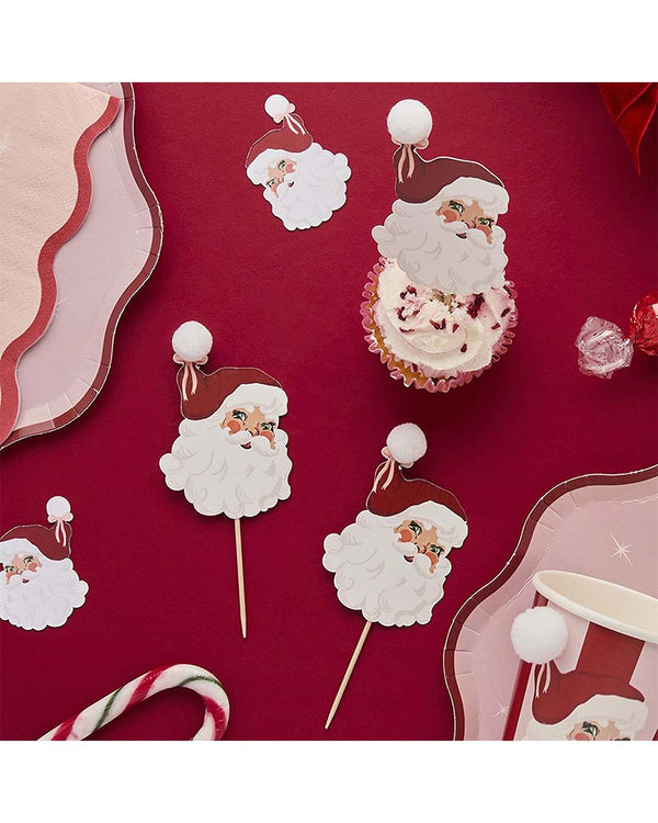 Santa Baby Pom Pom Cupcake Toppers Pack of 12