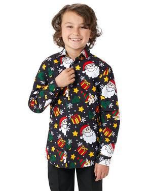Santa Elves Black Boys Suitmeister Christmas Shirt