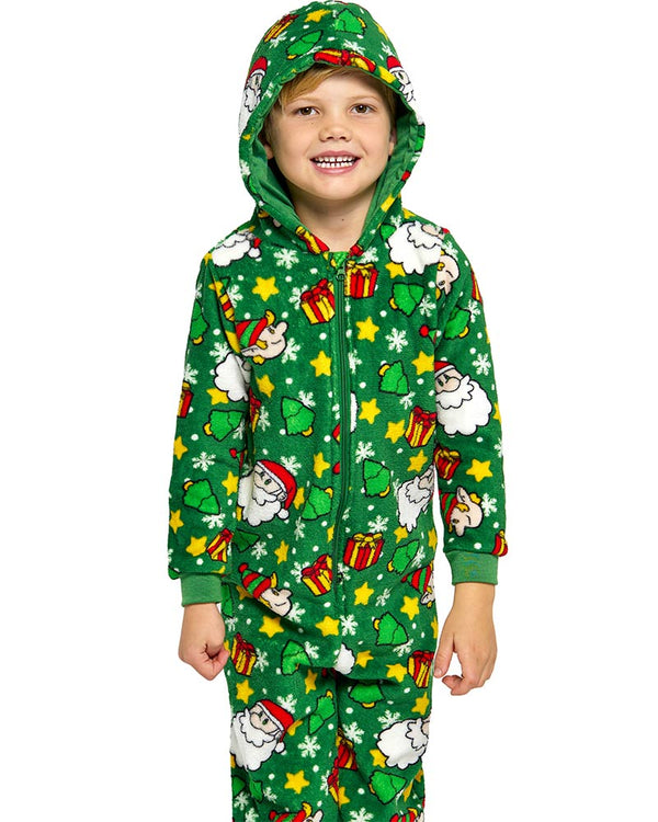Santa Elves Green Christmas Kids Jumpsuit