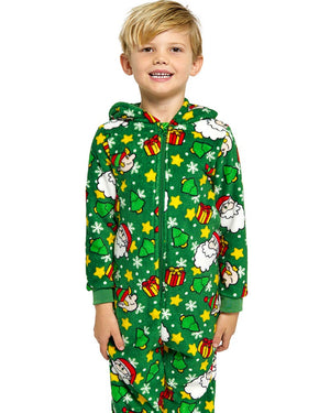 Santa Elves Green Christmas Kids Jumpsuit