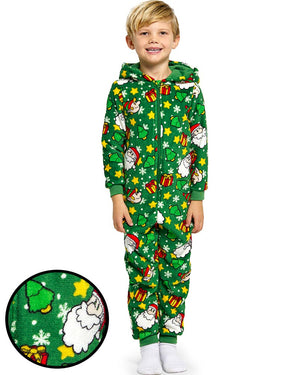 Santa Elves Green Christmas Kids Jumpsuit