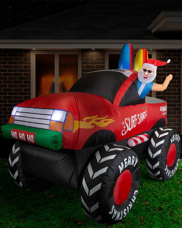 Santa Monster Surf Truck Christmas Lawn Inflatable 2.1m