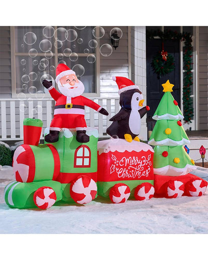 Santa on The Train Christmas Lawn Inflatable 2.4m