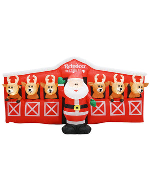 Santa Reindeers Stable Inflatable Christmas Decoration 2.6m