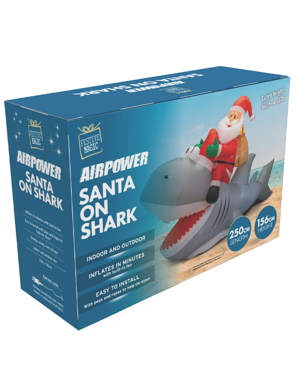 Santa Riding Shark Inflatable Christmas Decoration 2.5m