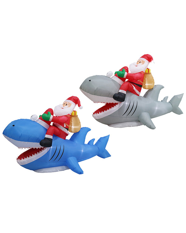 Santa Riding Shark Inflatable Christmas Decoration 2.5m