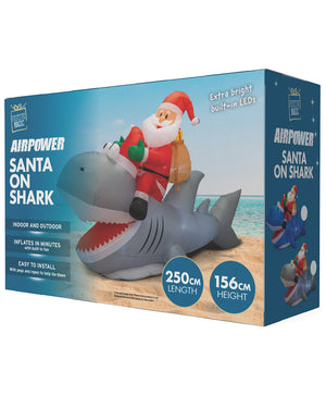Santa Riding Shark Inflatable Christmas Decoration 2.5m