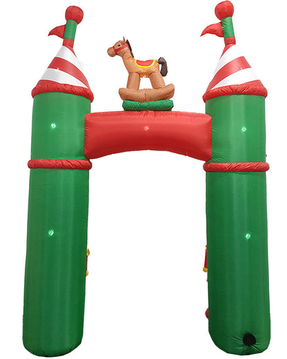 Santa Shop Archway with Toy Soldiers and Rocking Horse Christmas Lawn Inflatable 3m