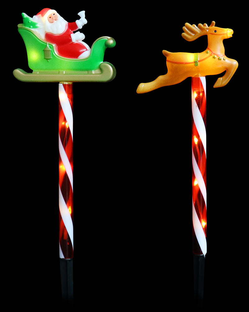 Santa Sleigh Flashing Solar Path Set Pack of 5