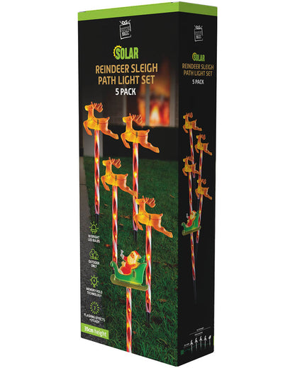 Santa Sleigh Flashing Solar Path Set Pack of 5