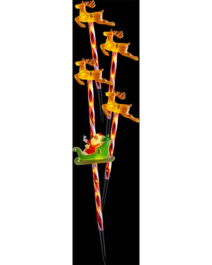 Santa Sleigh Flashing Solar Path Set Pack of 5