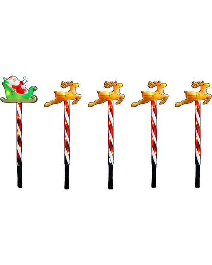 Santa Sleigh Flashing Solar Path Set Pack of 5