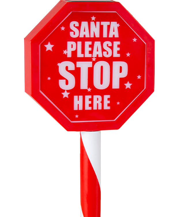 Santa Stop Sign Solar Christmas Lawn Decoration 45cm