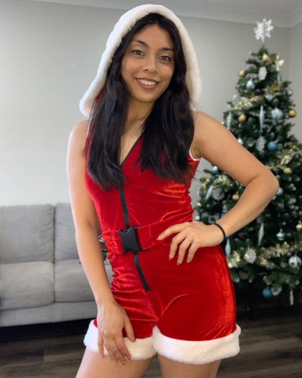 Santa Sweetie Party Romper Womens Christmas Costume