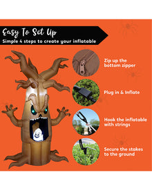 Scary Tree With Animated Ghost LED Halloween Lawn Inflatable 2.1m