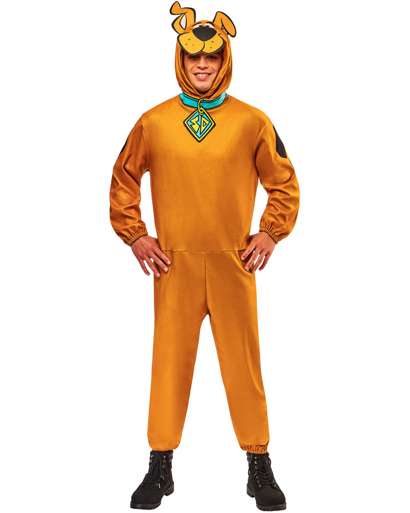 Person wearing a Scooby-Doo costume on a white background